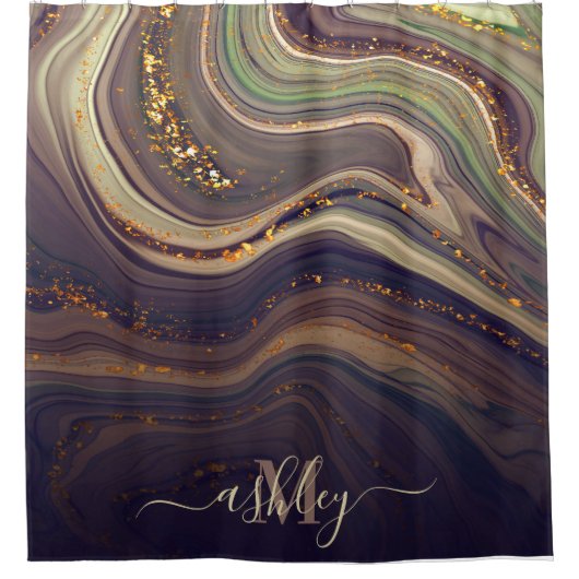 Abstrakter Marmor und Glitzer Duschvorhang (Vorderseite)