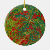 Abstrakter Marmor von Christmas Green Red Gold Keramik Ornament (Hinten)