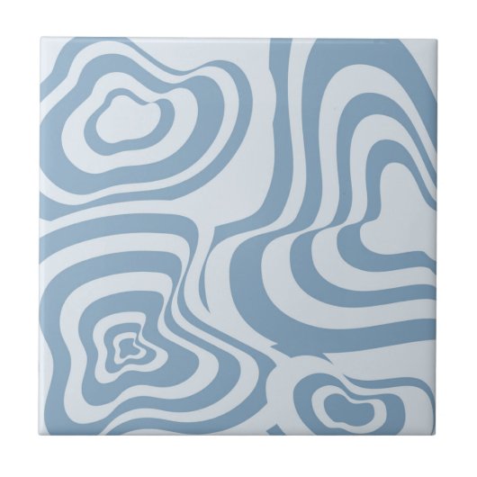 Abstrakter Marmor Wavy Stripe Blue Retro Fett mode Fliese (Vorderseite)