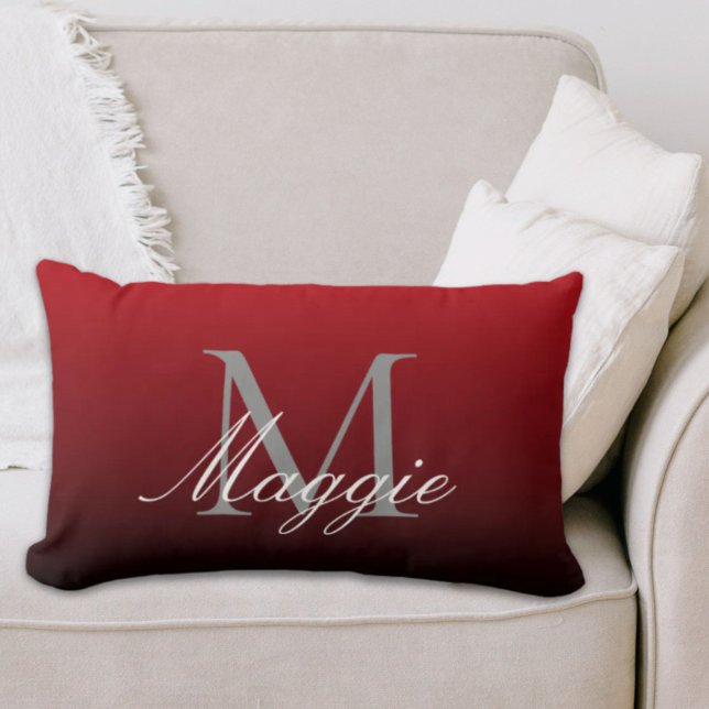 abstrakter Marsala-Rotburgunder Lendenkissen (minimalist abstract marsala red burgundy maroon lumbar pillow)