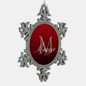 abstrakter Marsala-Rotburgunder Schneeflocken Zinn-Ornament (Links)