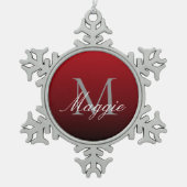 abstrakter Marsala-Rotburgunder Schneeflocken Zinn-Ornament (Vorderseite)