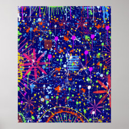 Abstrakter Maximalismus: Riesenrad bei Nacht Poster