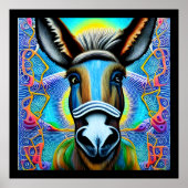 Abstrakter mehrfarbiger Little Donkey Poster (Vorne)