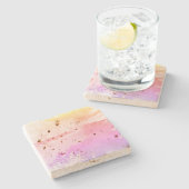 Abstrakter mehrfarbiger Travertine-Stone-Untersetz Steinuntersetzer (Seitenansicht)