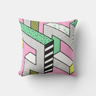 Abstrakter Memphis: Geometrische Formen der 80er J Kissen