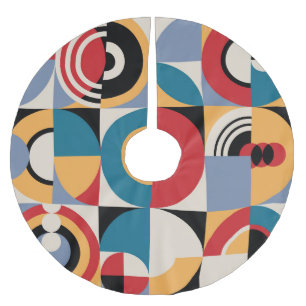Abstrakter Memphis-Stil: Geometrischer Vintage-Sti Polyester Weihnachtsbaumdecke