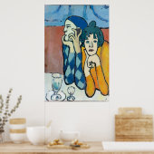 Abstrakter Mensch auf Handy, Text bearbeiten Poster (Küche)