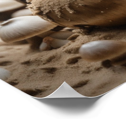 Abstrakter Mensch in Rotten-Holzhütte mit Pilzen Poster (Ecke)