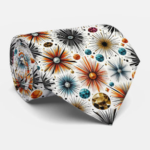 Abstrakter Mid-Century-Modern-Sternenburst-Diamant Krawatte