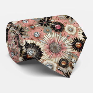 Abstrakter Mid-Century-Modern-Sternenburst-Diamant Krawatte