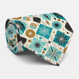 Abstrakter Mid-Century-Modern-Sternenburst-Diamant Krawatte