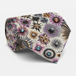 Abstrakter Mid-Century-Modern-Sternenburst-Diamant Krawatte