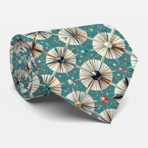 Abstrakter Mid-Century-Modern-Sternenburst-Diamant Krawatte