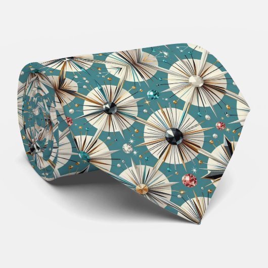 Abstrakter Mid-Century-Modern-Sternenburst-Diamant Krawatte (Gerollt)