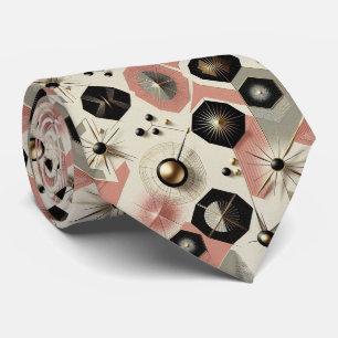 Abstrakter Mid-Century-Modern-Sternenburst-Diamant Krawatte