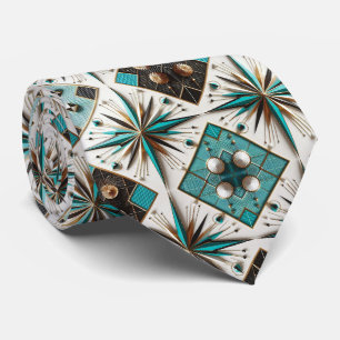 Abstrakter Mid-Century-Modern-Sternenburst-Diamant Krawatte
