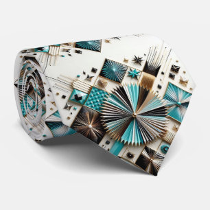 Abstrakter Mid-Century-Modern-Sternenburst-Diamant Krawatte