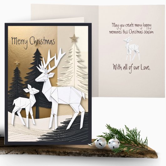 Abstrakter Minimal Origami Weihnachtsbaum Karte