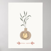 Abstrakter minimaler Boho Style Design Leaf Plante Poster (Vorne)