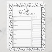 Abstrakter minimaler Script-Text wöchentlich Essen (Vorne/Hinten)