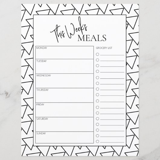 Abstrakter minimaler Script-Text wöchentlich Essen (Vorderseite)