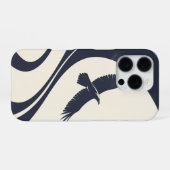 Abstrakter minimaler Vogel Navy iPhone 16 Pro Hülle (Rückseite (Horizontal))