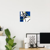 Abstrakter Minimalismus Gelbes Schwarzes Poster (Heimbüro)