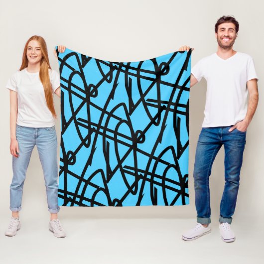 Abstrakter Minimalismus Lines Black Blue Blanket Fleecedecke (Beispiel)