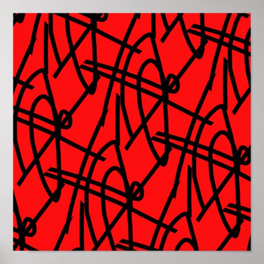 Abstrakter Minimalismus Lines Black Red Poster (Vorne)