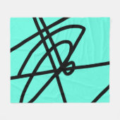 Abstrakter Minimalismus Lines Black Turquoise Blan Fleecedecke (Vorderseite (Horizontal))