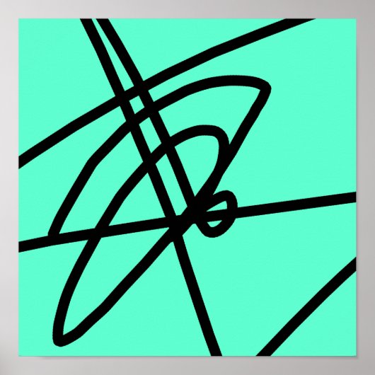 Abstrakter Minimalismus Lines Black Turquoise Post Poster (Vorne)
