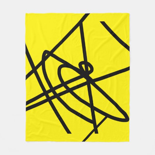 Abstrakter Minimalismus Lines Black Yellow Blanke Fleecedecke (Vorderseite)