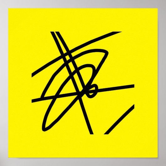 Abstrakter Minimalismus Lines Black Yellow Poster (Vorne)