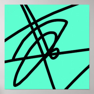 Abstrakter Minimalismus Linien Schwarz Türkis Post Poster