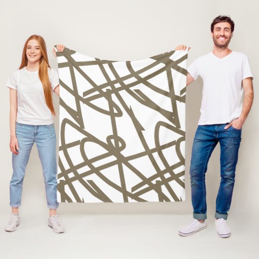 Abstrakter Minimalismus Schokoladenlinien Weißer D Fleecedecke (Beispiel)