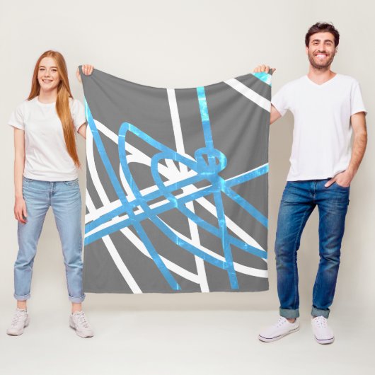 Abstrakter Minimalismus Türkisblaue Linien Blanken Fleecedecke (Beispiel)