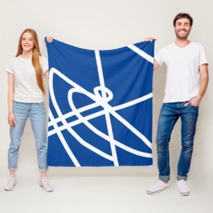 Abstrakter Minimalismus Weiße Linien Blaues Plaid Fleecedecke