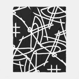 Abstrakter Minimalismus White Lines Black Blanket Fleecedecke