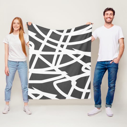Abstrakter Minimalismus White Lines Grau Blanket Fleecedecke (Beispiel)