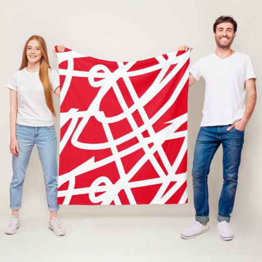 Abstrakter Minimalismus White Lines Red Blanket Fleecedecke (Beispiel)