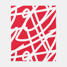 Abstrakter Minimalismus White Lines Red Blanket Fleecedecke