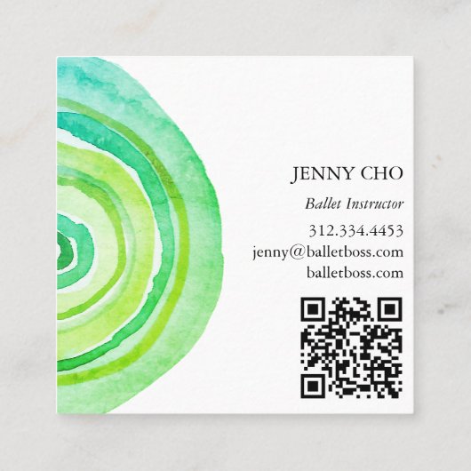 Abstrakter Minimalistischer QR-Code für den Wasser Quadratische Visitenkarte (Rückseite)