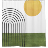 Abstrakter Minimalistischer Regenbogen Mitte Jahrh Duschvorhang (Vorderseite)