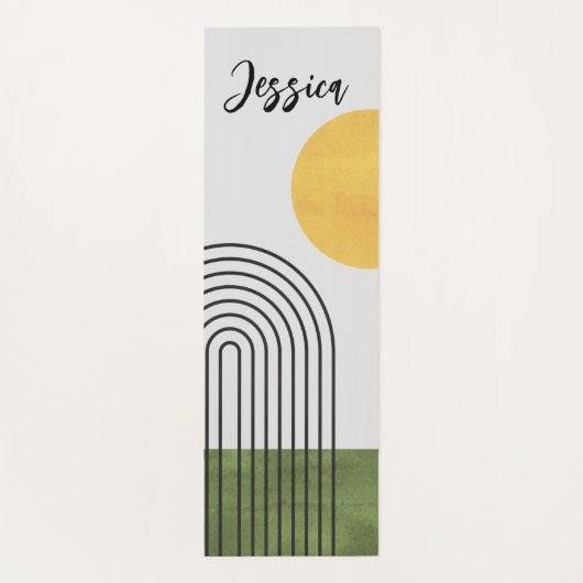 Abstrakter Minimalistischer Regenbogen Mitte Jahrh Yogamatte (Rückseite)