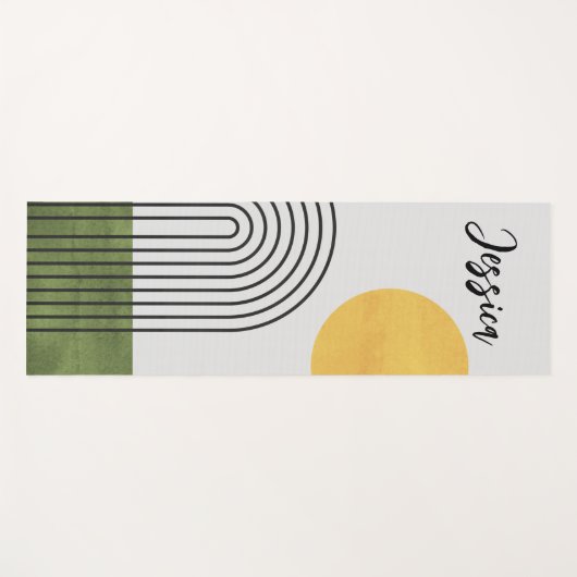 Abstrakter Minimalistischer Regenbogen Mitte Jahrh Yogamatte (Vorderseite (Horizontal))