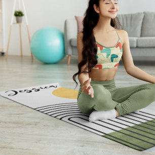 Abstrakter Minimalistischer Regenbogen Mitte Jahrh Yogamatte