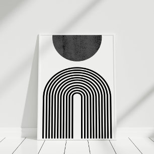 Abstrakter Minimalistischer Schwarz-Weiß-Bogengang Poster