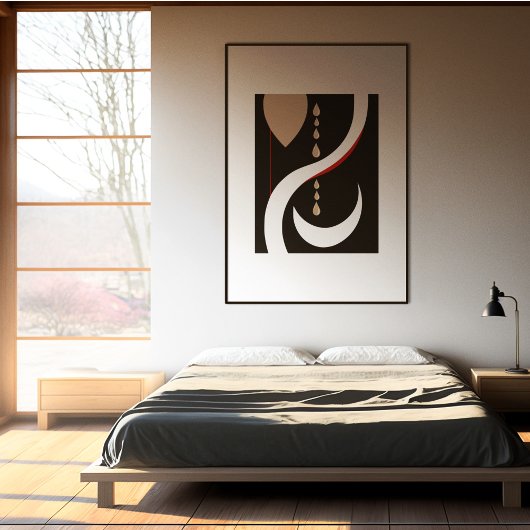 Abstrakter Minimalistischer Teardrop und Crescent Poster
