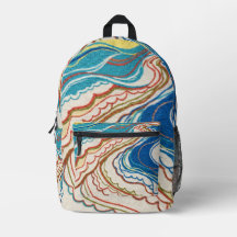 Abstrakter Mittelmeer-Kobalt-Terrakotta-Rucksack